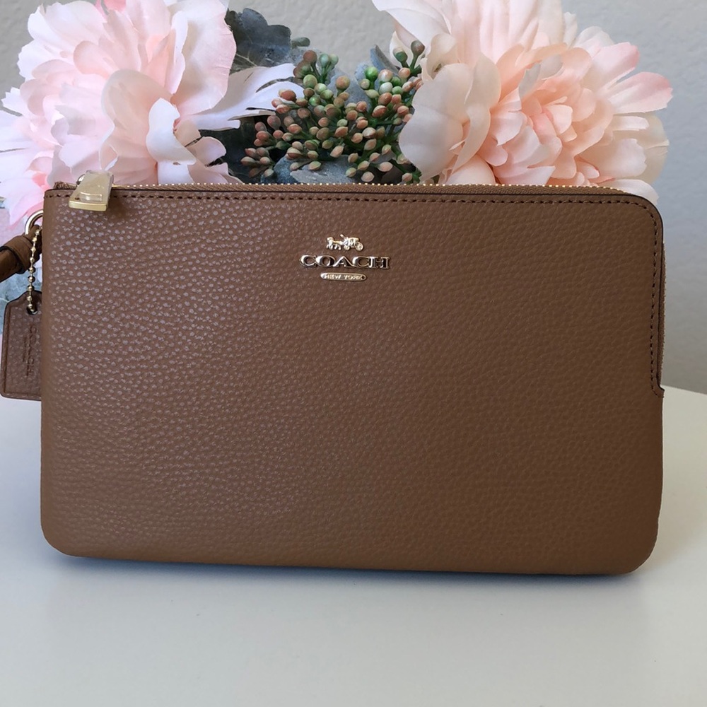 Coach light suede wristlet/wallet